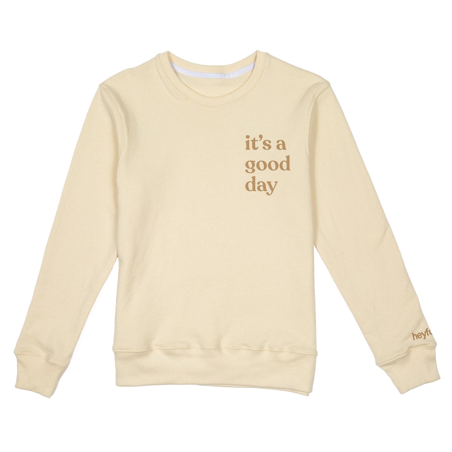 Adult Crew Neck Pullover - Good Day - Natural Shirts & Tops heyfolks 