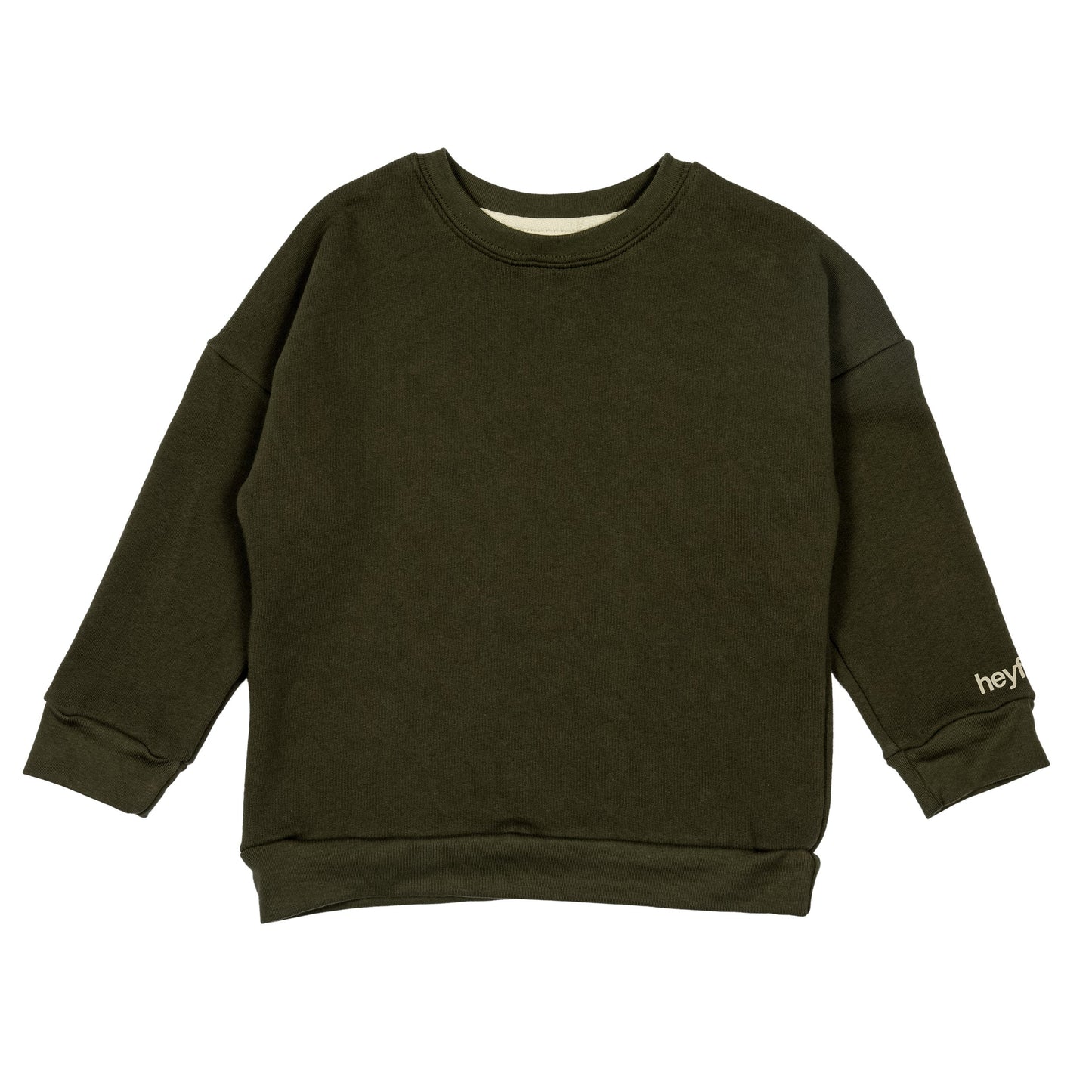Kids Crew Neck Pullover - Basic - Olive Shirts & Tops heyfolks 
